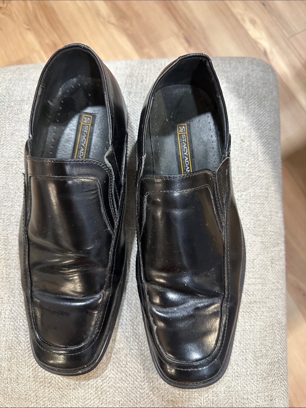 Stacy Adams Black Leather Slip-On Loafers